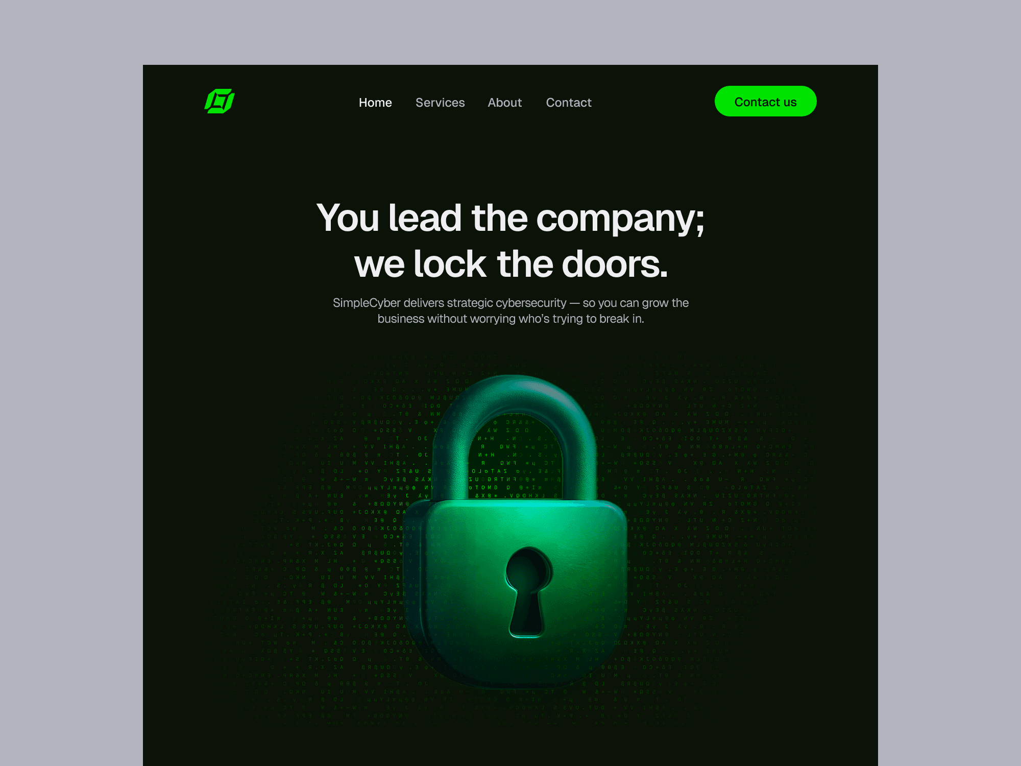 Portfolio project: Cybersecurity agency landing page design - Secure SaaS web portfolio showcasing security-focused UI/UX design, trust-building elements, and professional service presentation